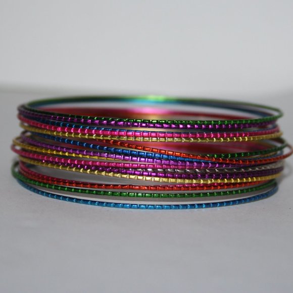 Brand new rainbow metal bangle bracelets